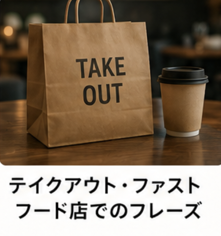 テイクアウト、ファストフード店でのフレーズ